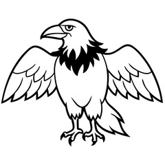 Ominous Raven with Outspread Wings - Vector Art