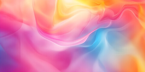 Obraz premium Vibrant abstract design with swirling colors of pink, orange, and blue creating a dreamy effect in a soothing artistic composition. Abstract waves background.