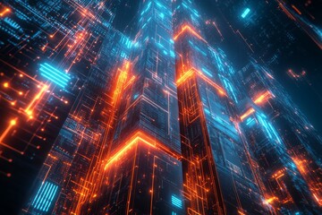 Fototapeta premium Digital Backbone, Cloud Computing and Digital Infrastructure