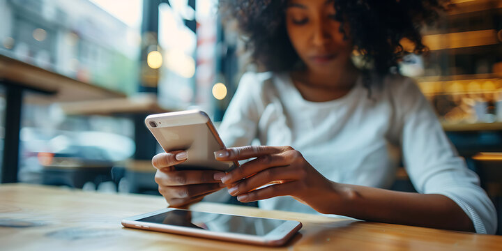 Close-Up of Hands Using a Mobile Application on a Smartphone: Detailed View of User Interaction with Technology, Highlighting Touchscreen Gestures and App Interface - Powered by Adobe