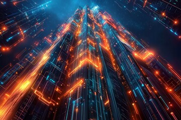 Fototapeta premium Digital Backbone, Cloud Computing and Digital Infrastructure