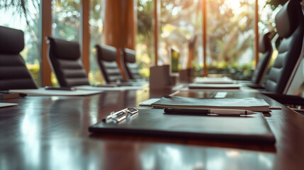 Obraz premium Modern Office Meeting Room with Sunlight and Technology