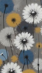 Obraz premium A closeup abstract painting of white dandelion flower