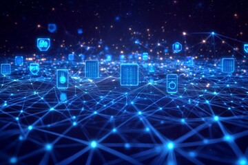 Obraz premium Cloud Grid, Cloud Computing and Digital Infrastructure
