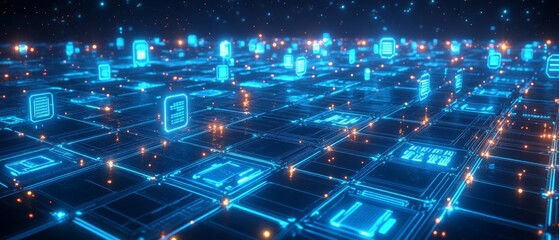 Obraz premium Cloud Grid, Cloud Computing and Digital Infrastructure