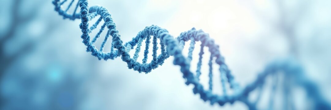 A stunning close-up of a DNA double helix, showcasing the intricate structure of genetic material, ideal for biotechnology, medical research, and education.