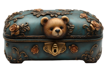 a blue box with a teddy bear head.