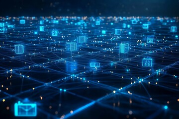 Obraz premium Cloud Grid, Cloud Computing and Digital Infrastructure