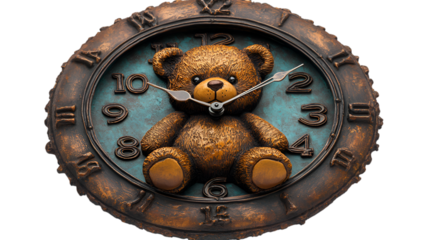 a clock with a teddy bear face. 