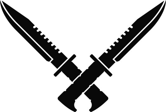 Two crossed military knives icon in flat style.