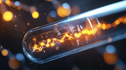 Abstract Glass Tube with Glowing Graph