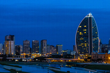 Fototapeta premium Night Capture of Urban City. Baku, Azerbaijan.