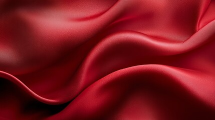 Obraz premium A detailed view of a red fabric with seamless folds, prominently displayed at its center and bottom image corner
