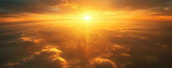 Fototapeta premium Golden sunset with clouds, rays of light.