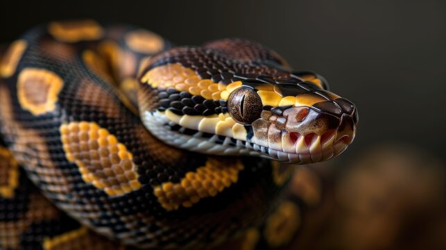 Photographing a young ball python in a professional studio