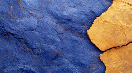 Naklejka premium surface marked with blue and yellow pigment Apparent split in the rock's heart