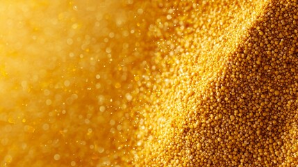  A tight shot of a yellow backdrop adorned with numerous golden speckles at its base