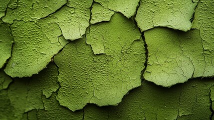 Obraz premium A tight shot of a green wall with peeling paint along its edges