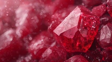  A tight shot of red rocks, adorned with water droplets, against a backdrop of larger red rocks