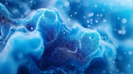  A clear close-up of a blue substance with bubbles on its surface should be sharp and crisp in the image