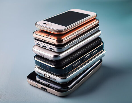 A stack of old mobile phones