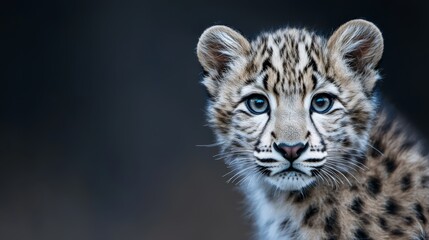 Obraz premium A close-up of a baby cheetah's face with a blurred background