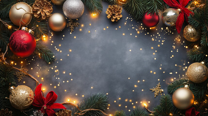 Christmas decorations view, gold and light pink balls