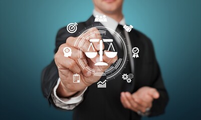 Business ethics investment, business man with infographic