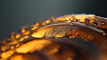  A tight shot of a yellow object with water droplets on its surface