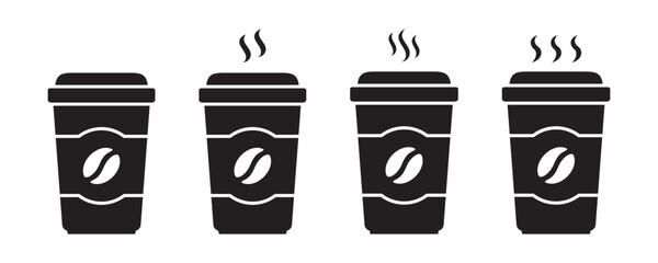 Hot coffee cup icon. Paper coffee cup icon.