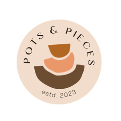 Round pottery logo in organic shapes