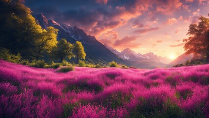 Obraz premium sunset in the mountains