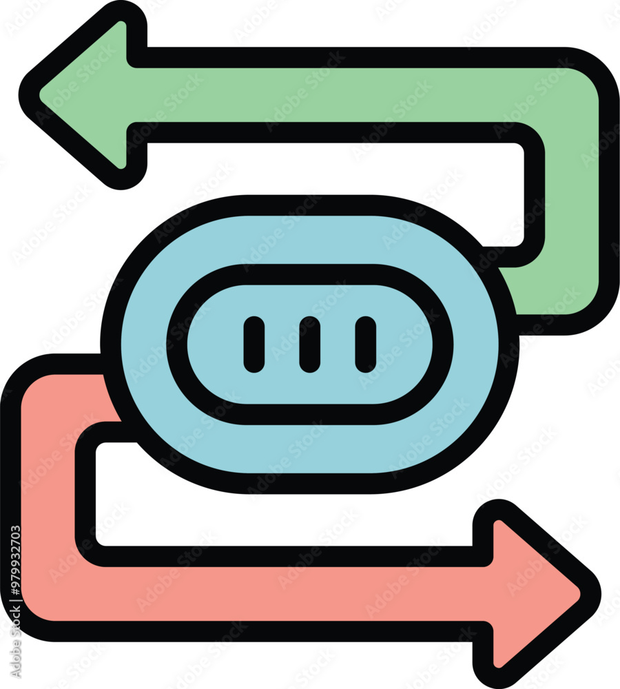 Poster this vector illustration of a round button with three lines and two arrows pointing in opposite dire