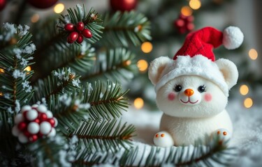 Christmas background with cuddly toys.