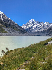 Lake Pukaki & Lake Tekapo Views with Lupin Fields, Hooker Valley Track, Southern Alps, Mt Cook Mountains Glacial Rivers, Snow-Capped Peaks, Scenic Trails, Landscape New Zealand’s Canterbury Queenstown