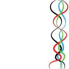 Fototapeta premium Abstract curly line with Olympic color. Abstract colorful wave background with Olympics ring colors. sport concept, multicolor striped frame, copy space for your text. Vector illustration.Eps file 84.