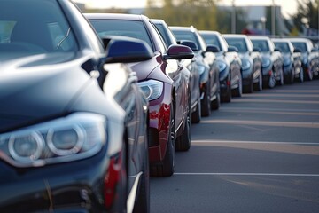 Line of recent vehicles at the car dealer