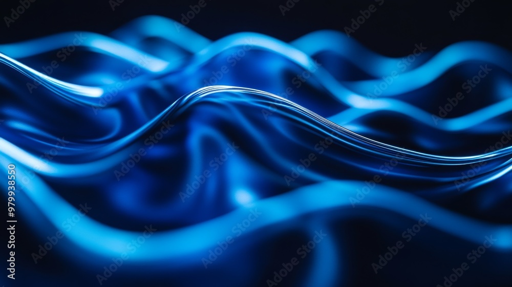 Poster abstract blue light waves are in motion, creating a dynamic and fluid effect. the flowing lines blen