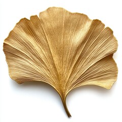 Elegant golden ginkgo leaf sculpture showcasing intricate details and a luxurious finish, perfect for home decor, white background