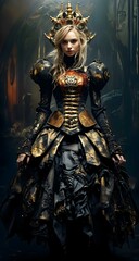 Beautiful blonde woman in a fantasy cosplay costume..