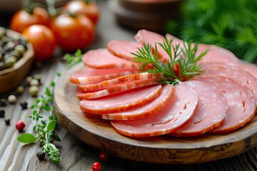 Sliced deli meat on a plate