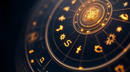 Fototapeta premium Zodiac alignment illustrated as a cosmic calendar, with each sign glowing in its season