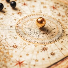 Fototapeta premium Zodiac alignment on a star map with an intricate design, on a parchment-like texture