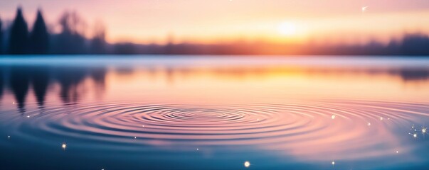 Zodiac constellations appearing as cosmic ripples over a quiet lake at dusk