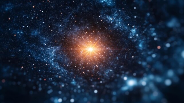 Zodiac constellations converging into a bright star at the center of the galaxy, unity and oneness concept