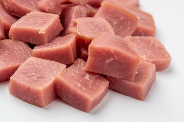 White background with luncheon meat