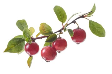A branch of a tree bearing bright red fruits, perfect for food or decoration