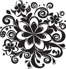  A Simple Plumeria with Ornaments Quilling Design Silhouette vector style with a white background.