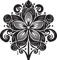  A Simple Plumeria with Ornaments Quilling Design Silhouette vector style with a white background.