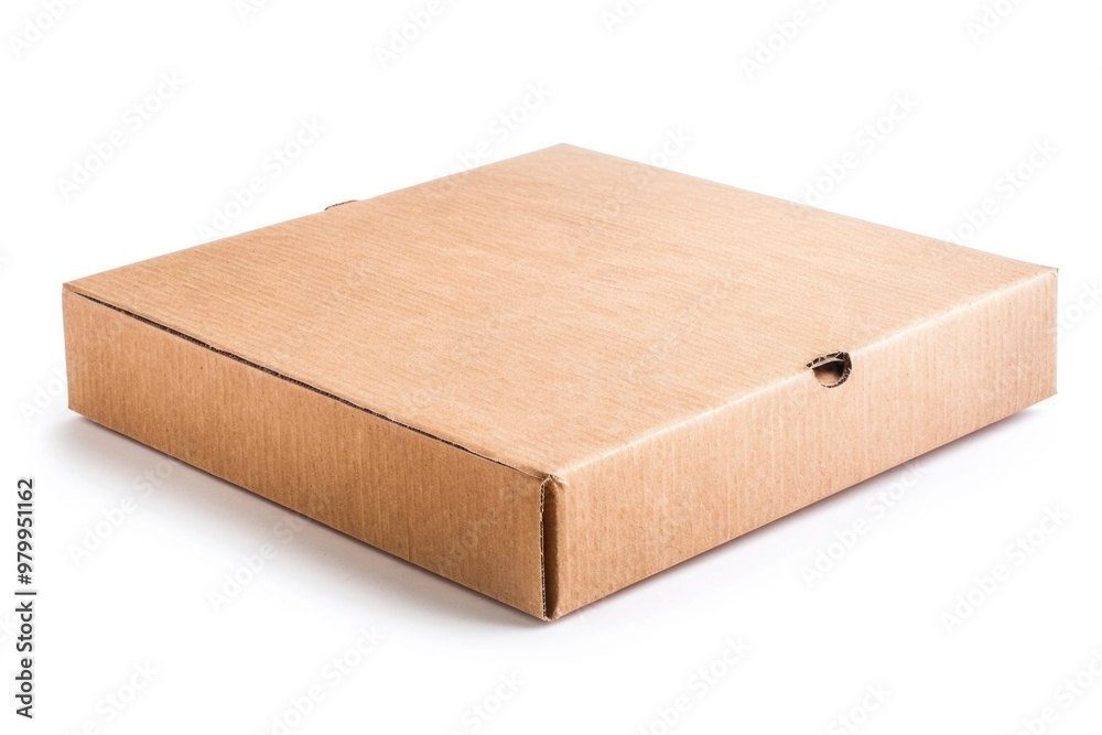 Poster A cardboard box with a handle on a white surface, suitable for moving or storing small items